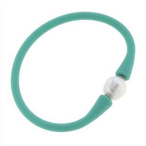 NEW CANVAS STYLE women's bali freshwater pearl silicone bracelet in mint